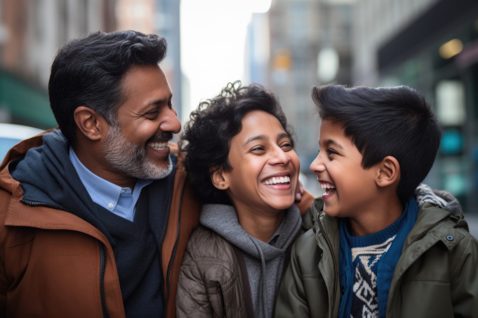 family-with-happy-expression-outdoors-city-ai-generated